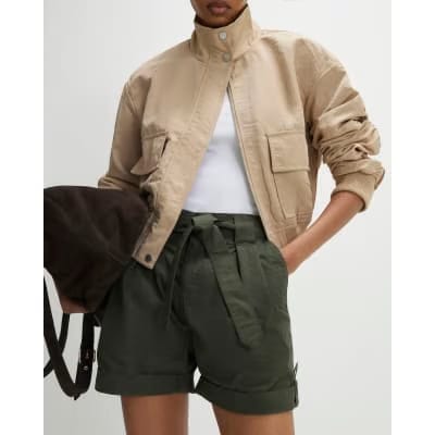 Khaki Belted Shorts