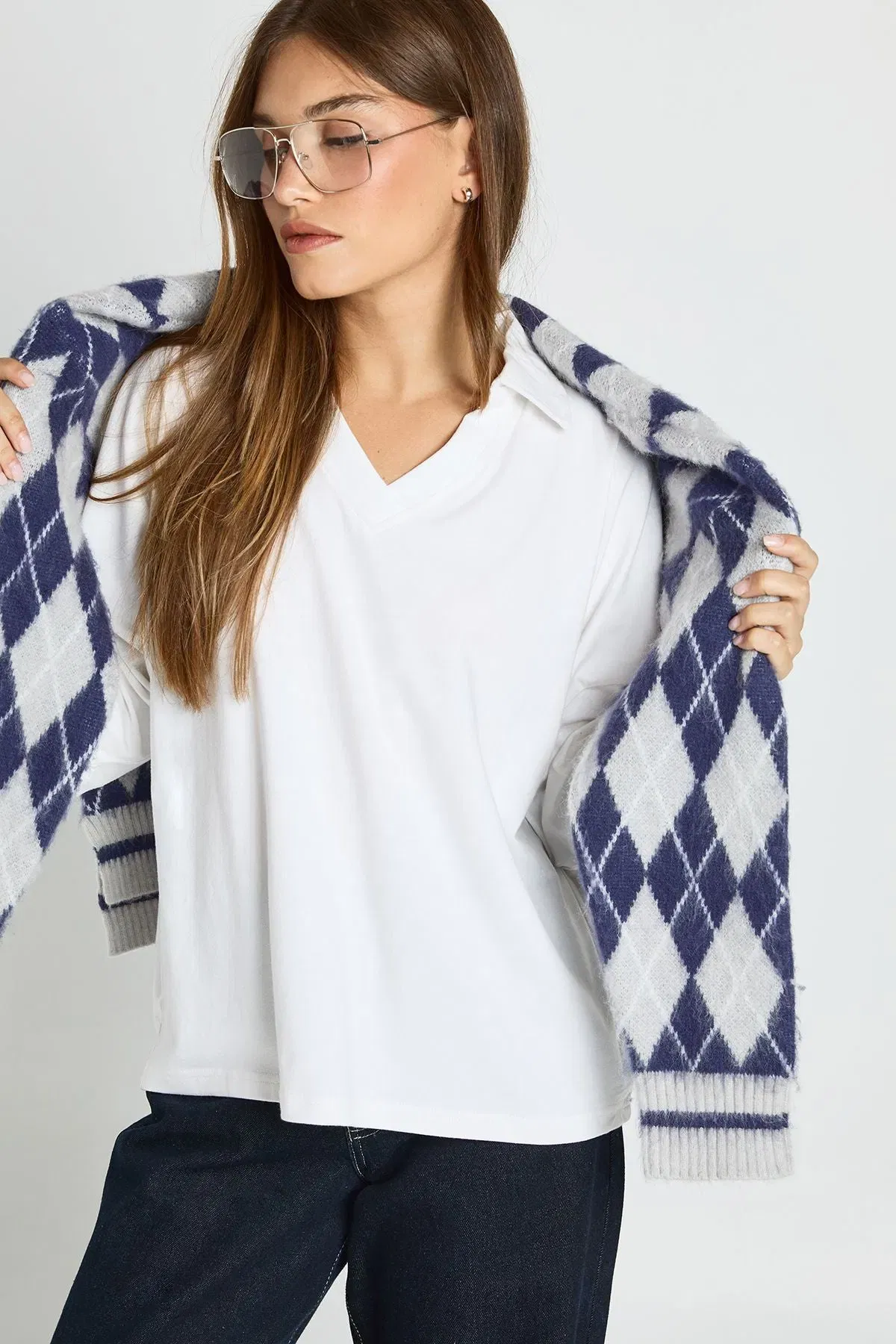 V Neck Oversized T-Shirt