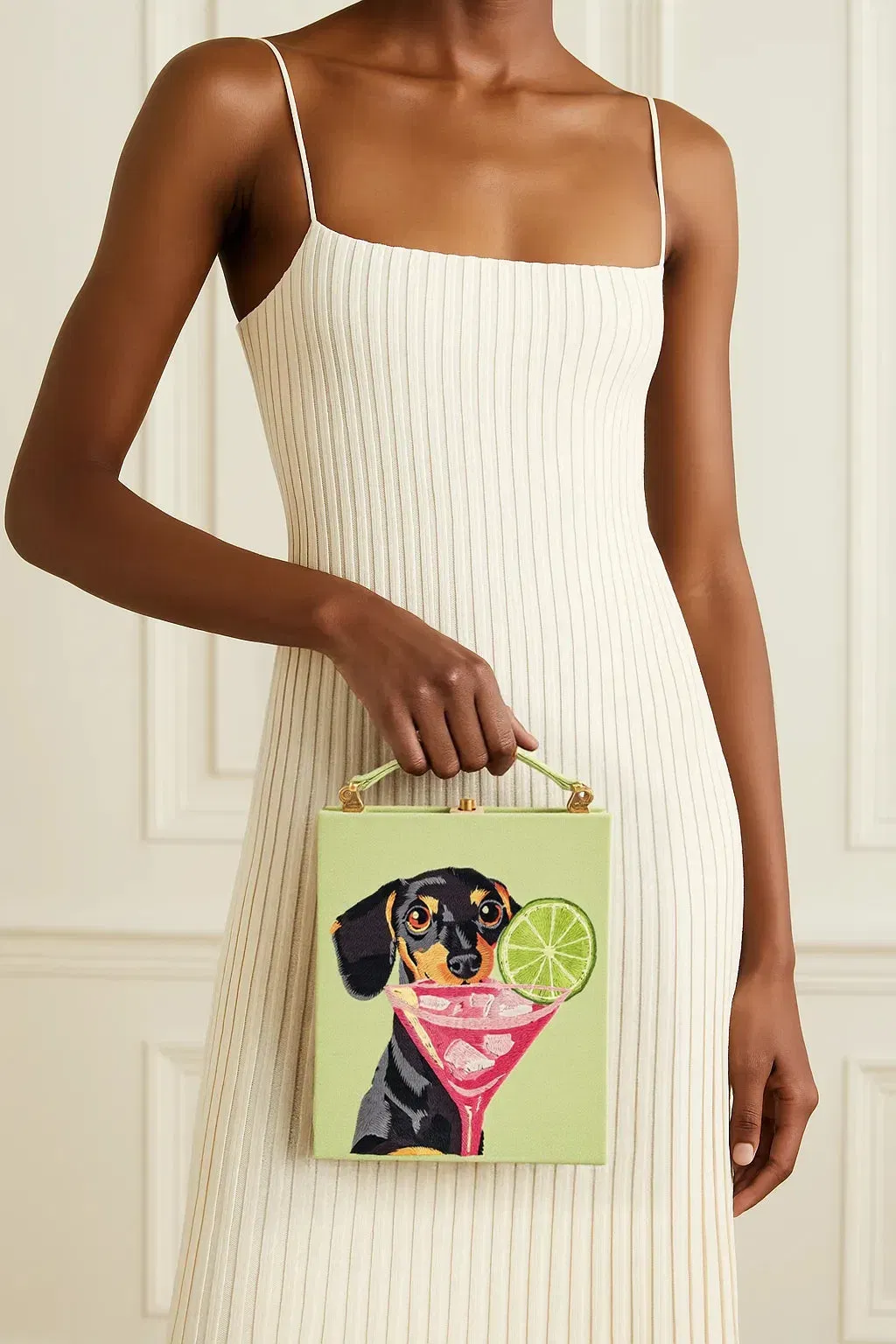 Taya-Puppy Pattern Book Shape Clutch Bag - Black
