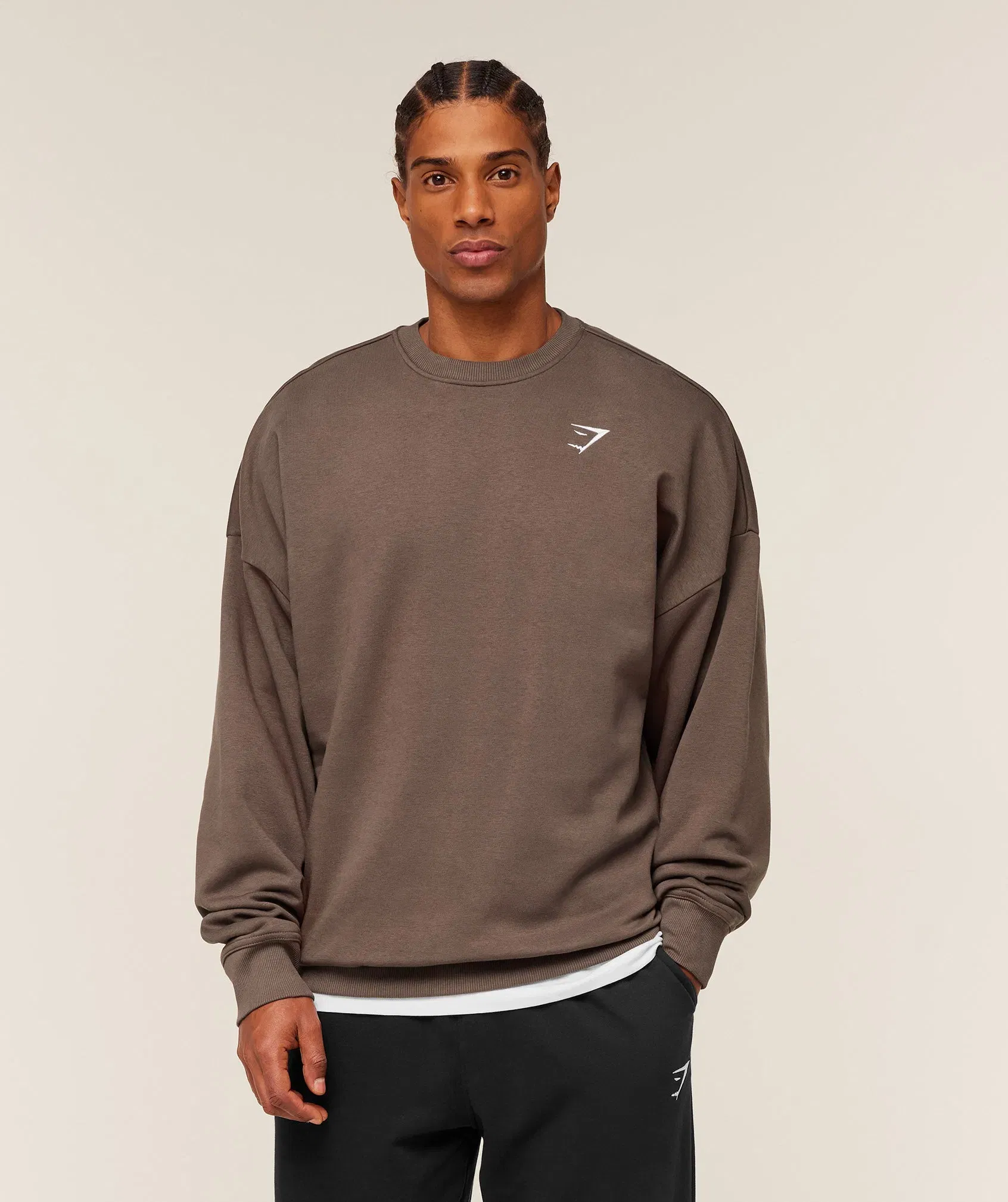Gymshark Oversized Crest Crew - Soft Brown
