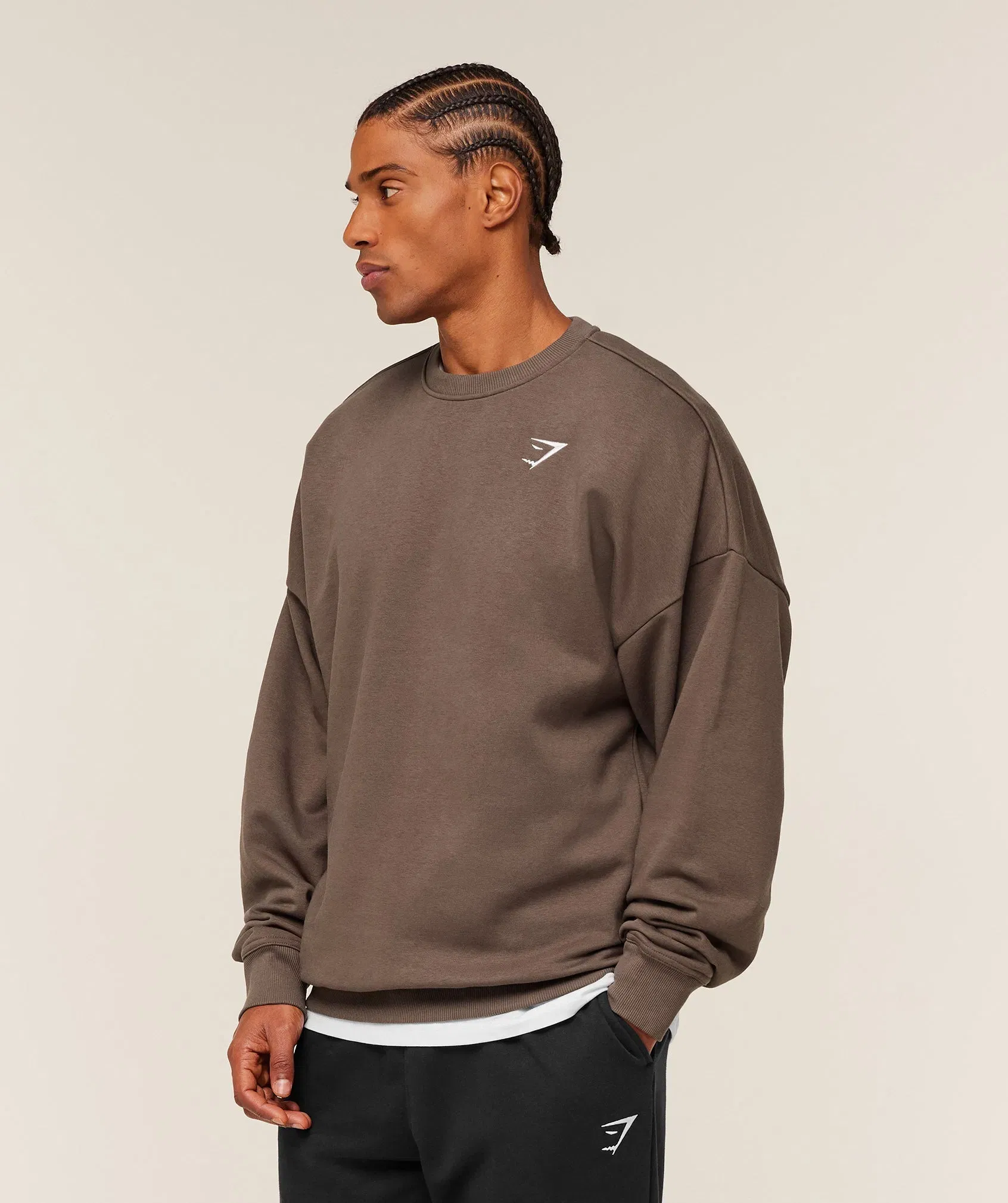 Gymshark Oversized Crest Crew - Soft Brown