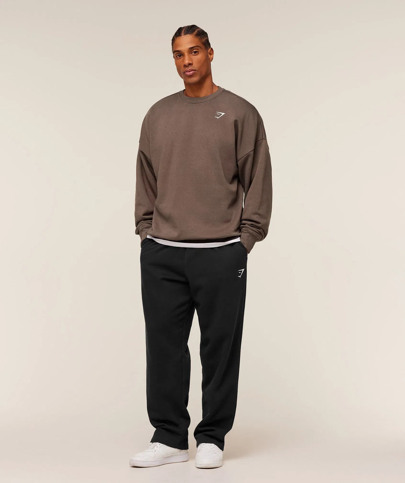Gymshark Oversized Crest Crew - Soft Brown