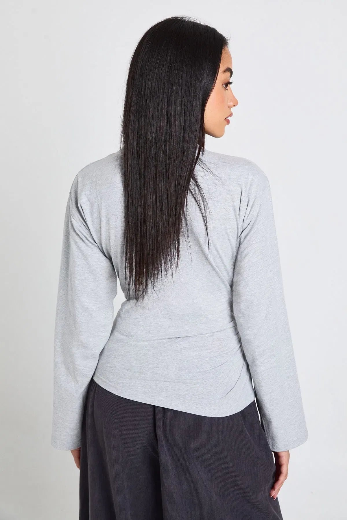 Flare Sleeve Cinched Waist Top