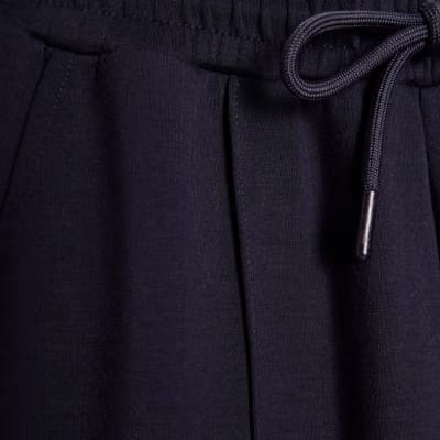 Navy Premium Wide Leg Pintuck Joggers