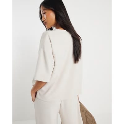 Petite Cream Premium Boxy T-shirt