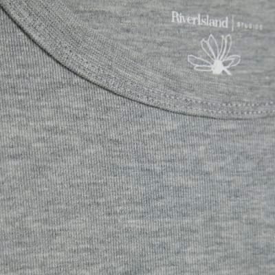 Grey Short Sleeve Cotton Fitted Top