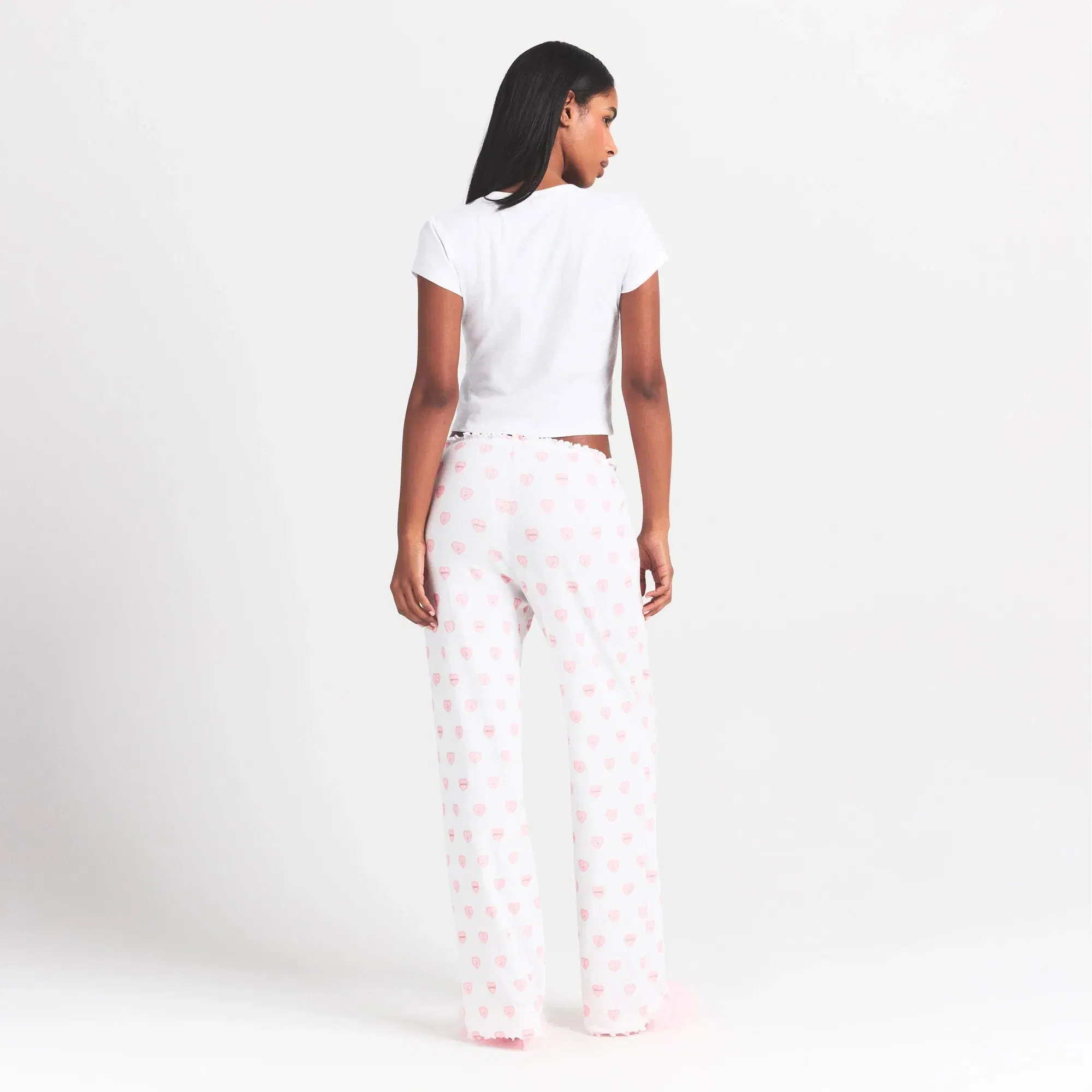 LOGO POINTELLE STRAIGHT LEG PANT | SNOW LACE HEARTS