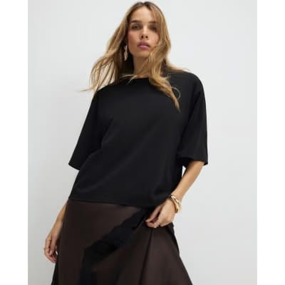 Brown Lace Hybrid T-Shirt Maxi Dress