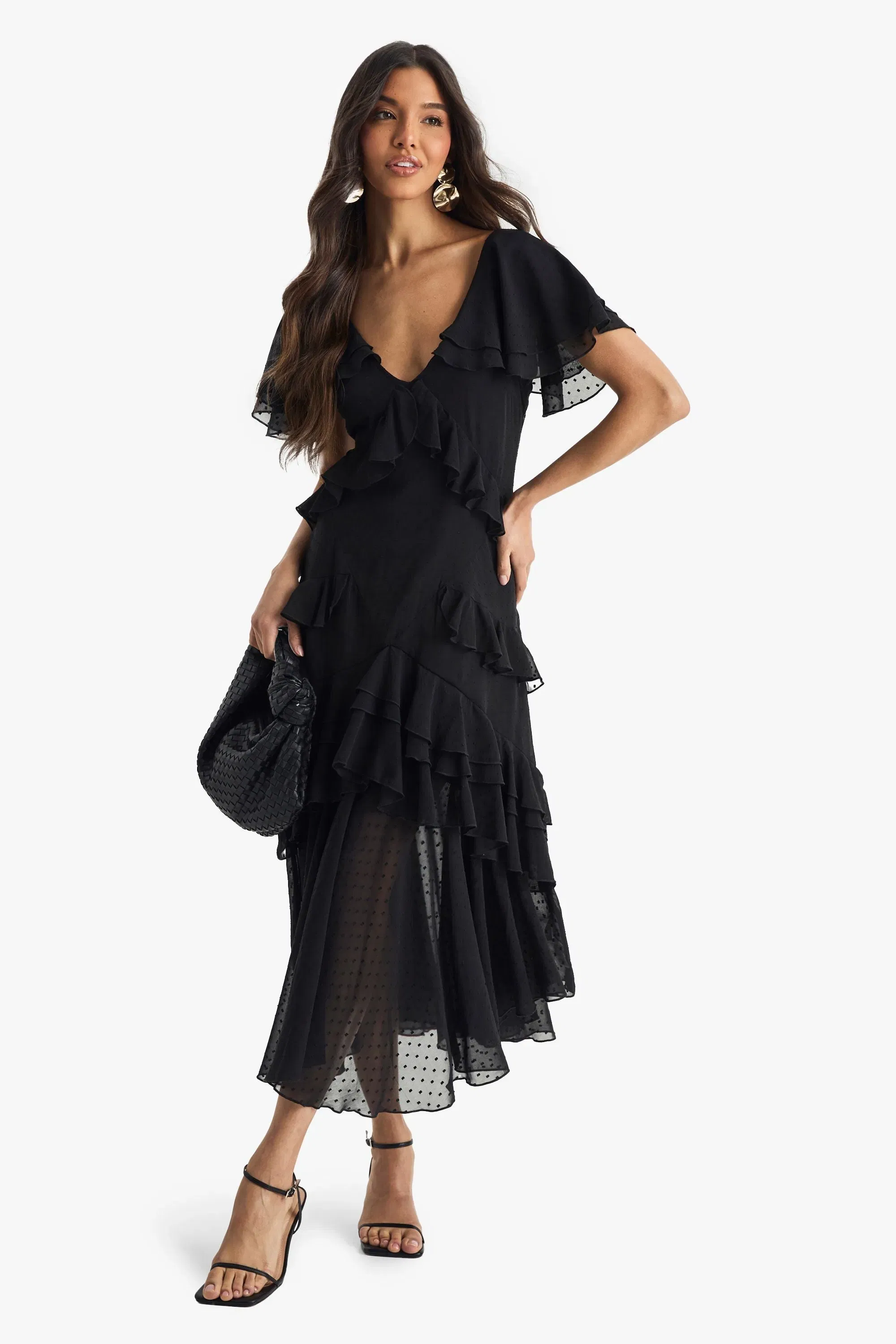 Dobby Frill Detail Maxi Dress