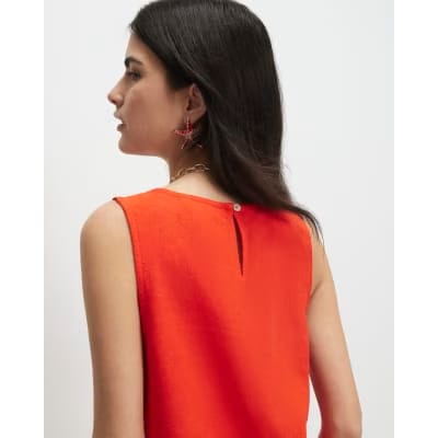 Petite Red Linen Blend Tank Top