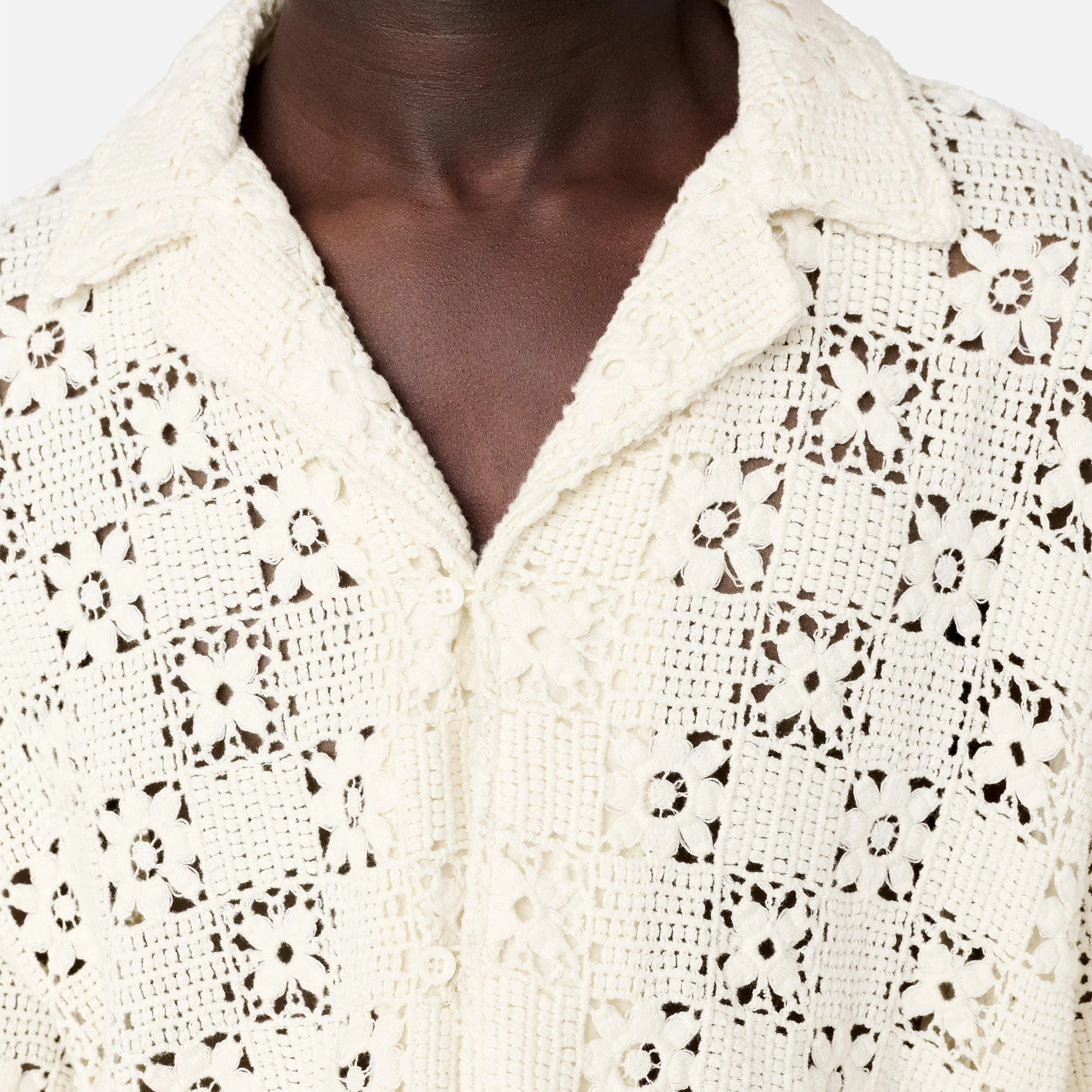 Eren Crochet Short-Sleeve Patterned Shirt