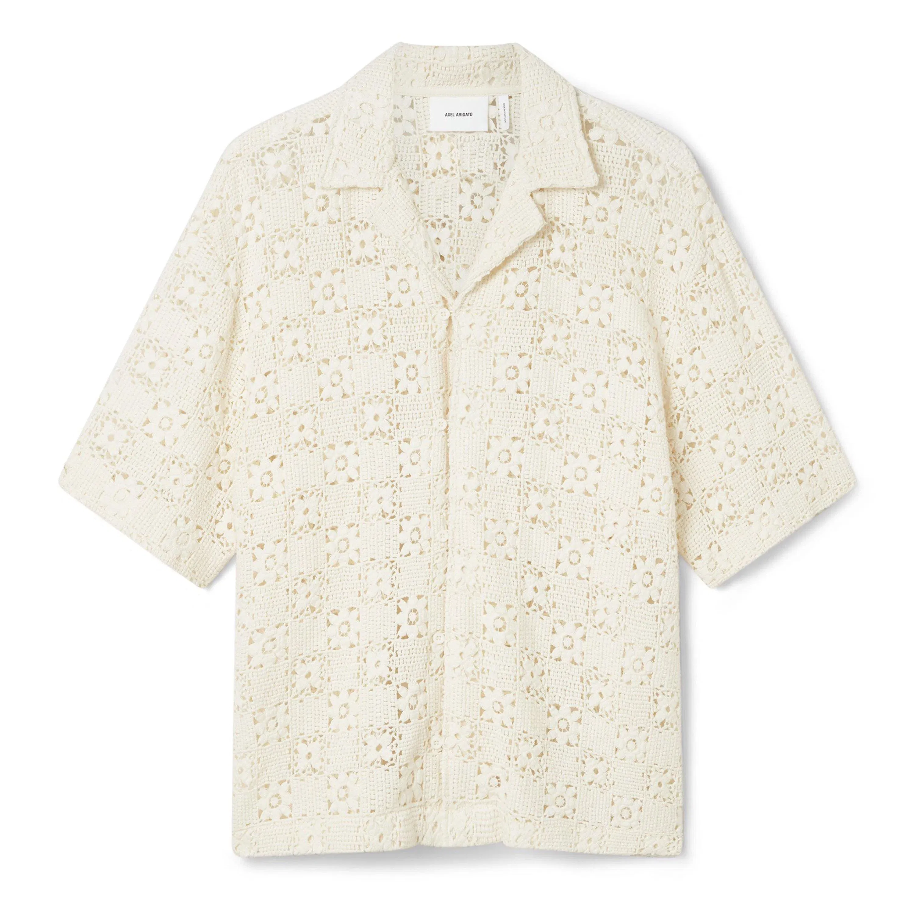 Eren Crochet Short-Sleeve Patterned Shirt