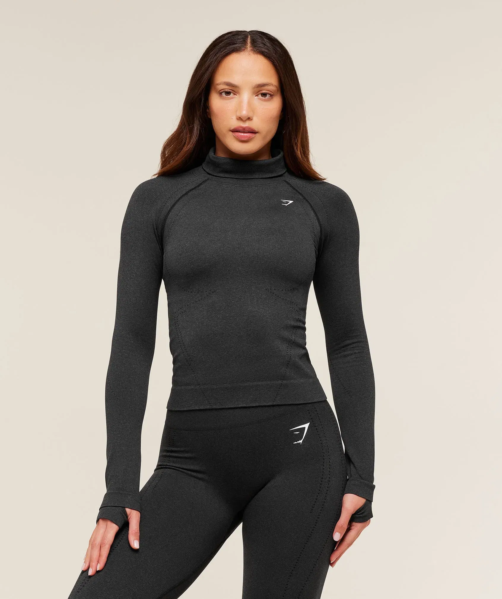 Gymshark Vital Warm Long Sleeve Top - Black Marl