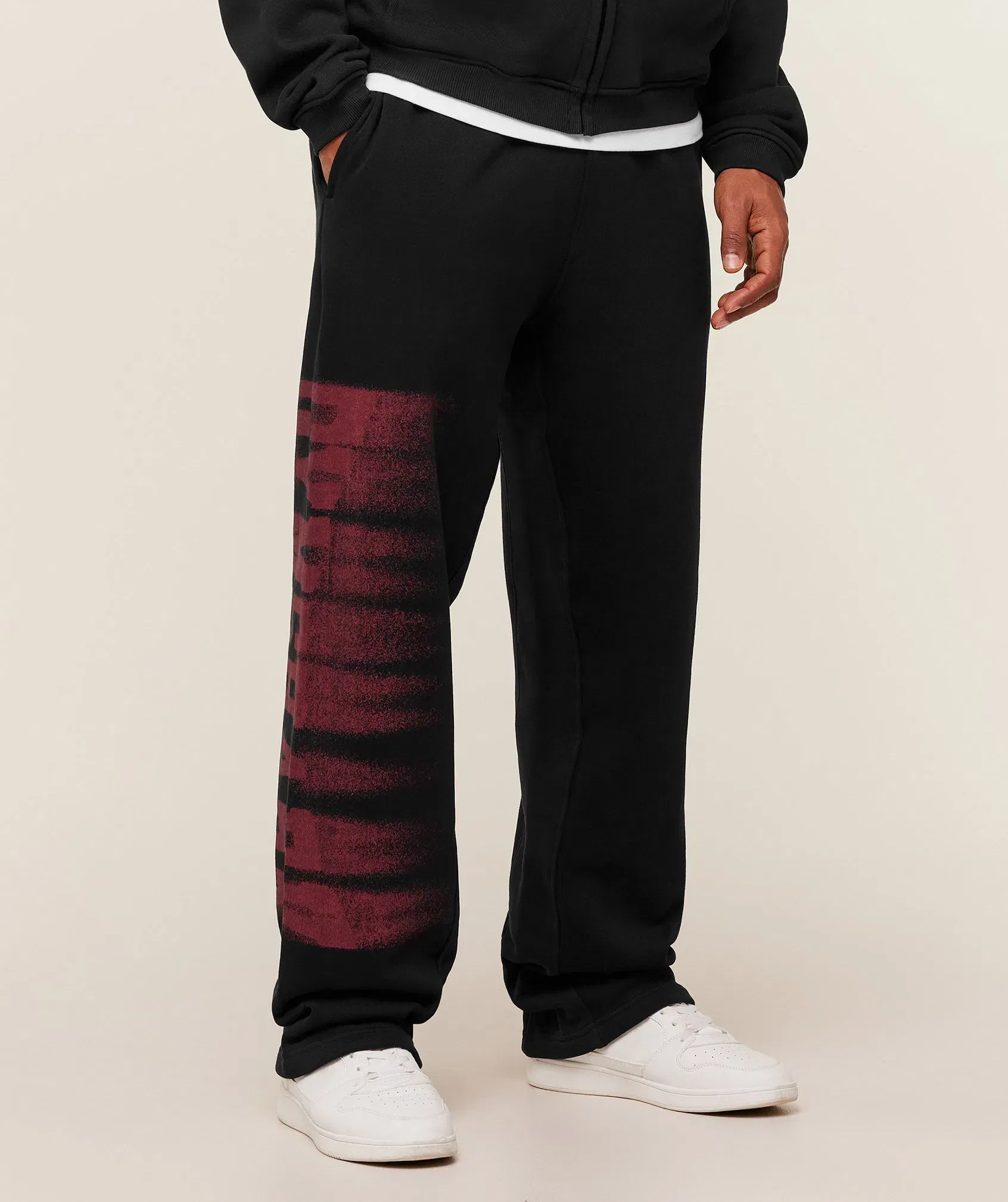 Gymshark Fade Graphic Straight Leg Pants - Black/Sets Red