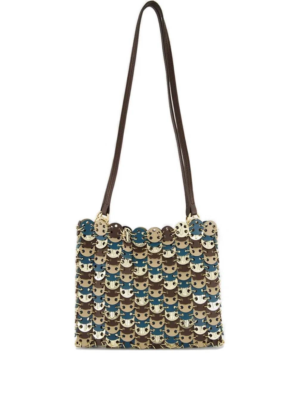 disc-detailing shoulder bag