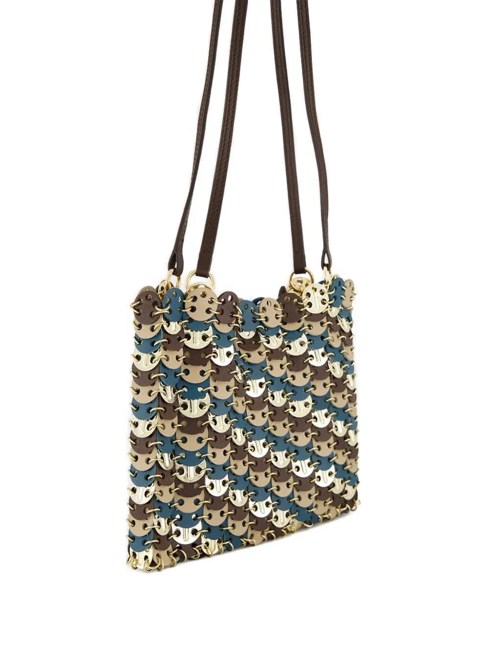 disc-detailing shoulder bag