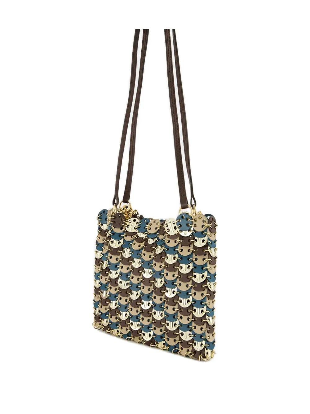 disc-detailing shoulder bag