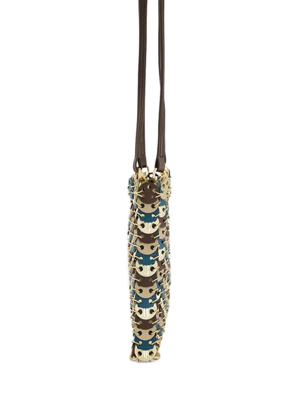 disc-detailing shoulder bag