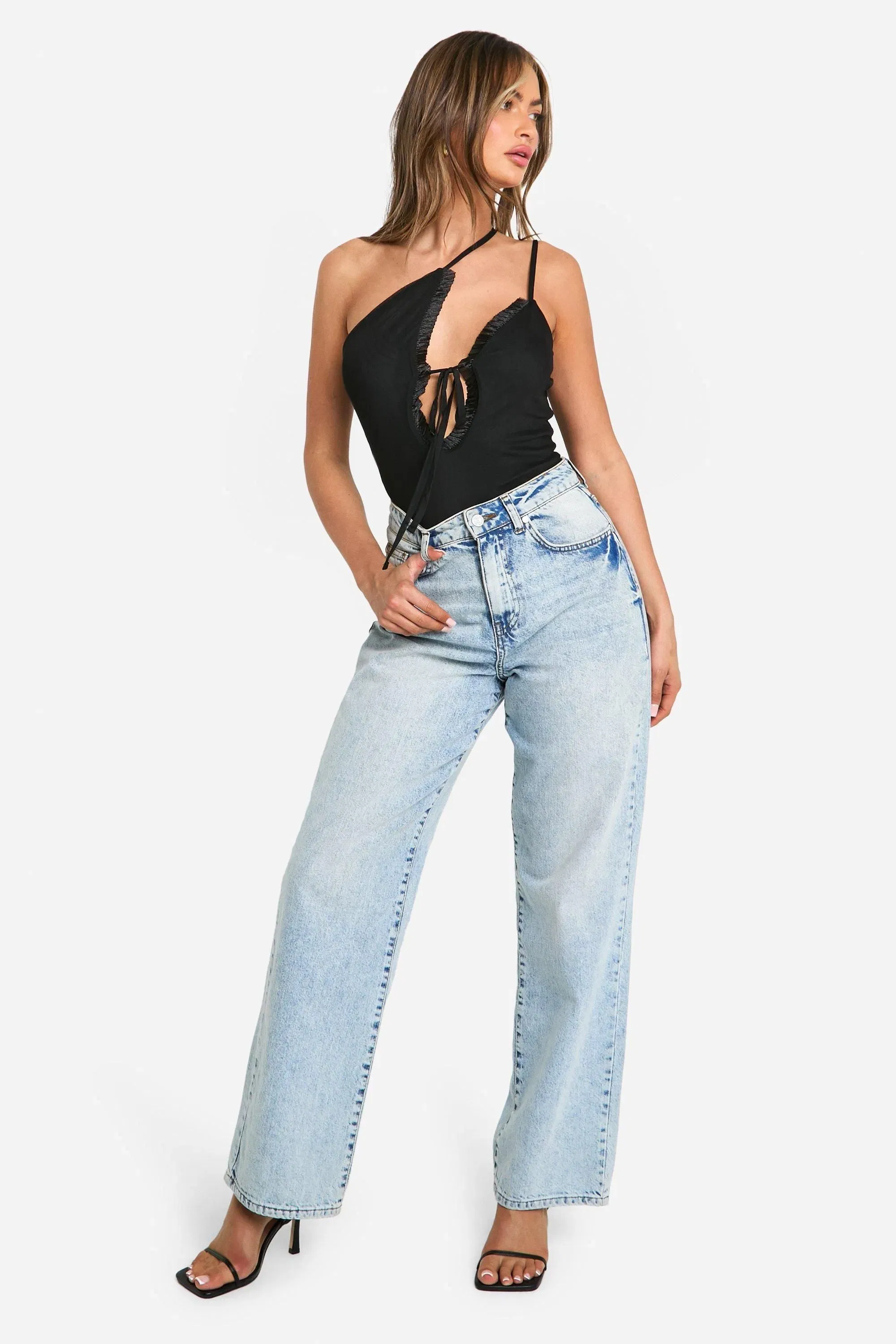 Mesh Cut Out Asymmetric Cami