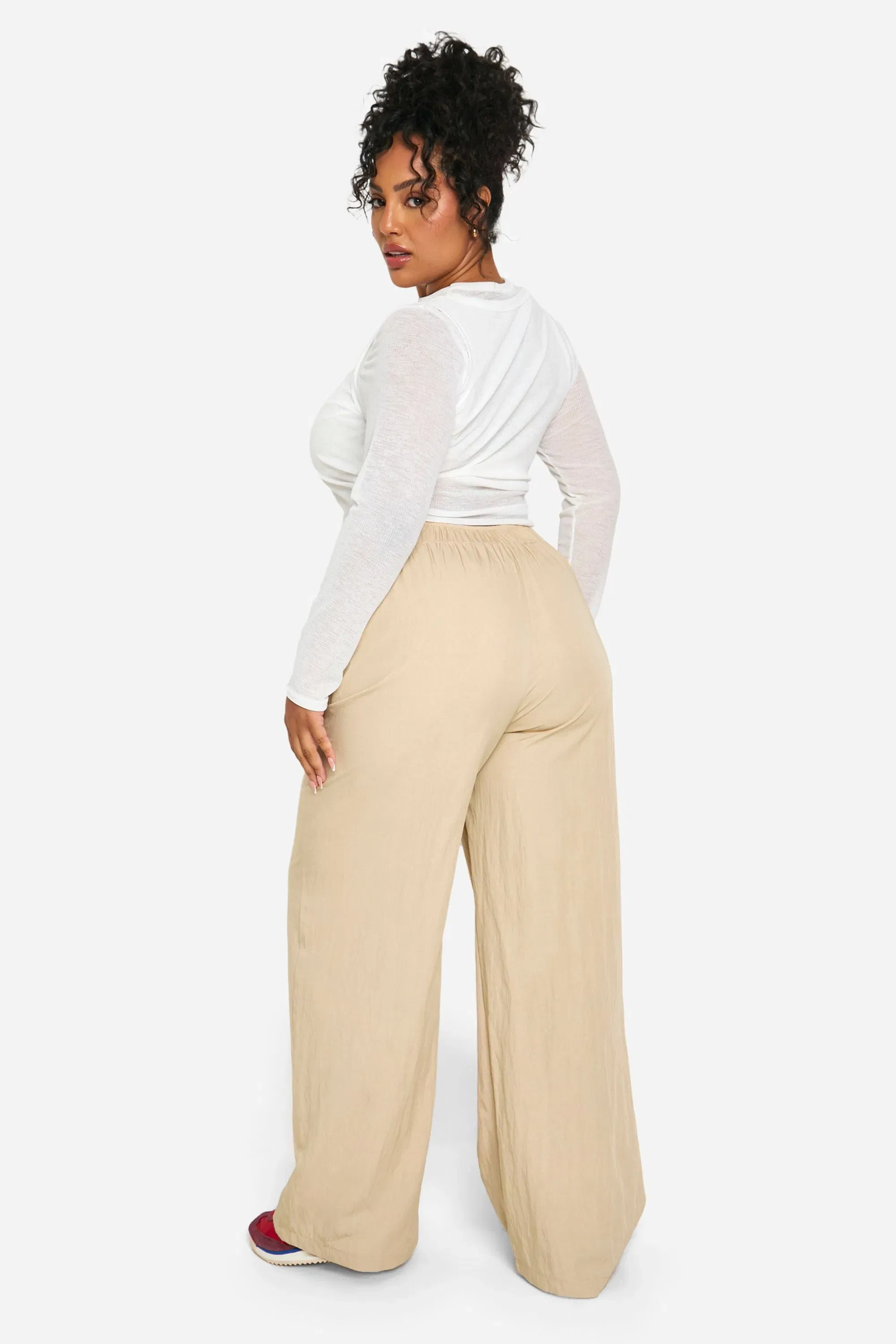 Plus Nylon Wide Leg Trouser