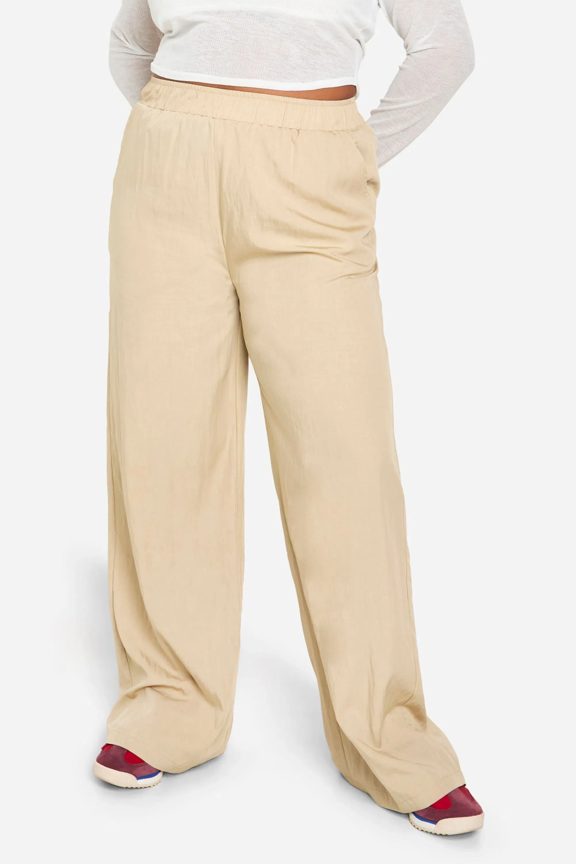 Plus Nylon Wide Leg Trouser