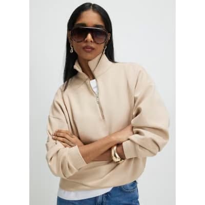 Beige Premium Half Zip Top