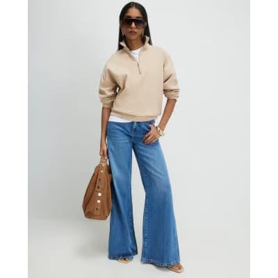 Beige Premium Half Zip Top