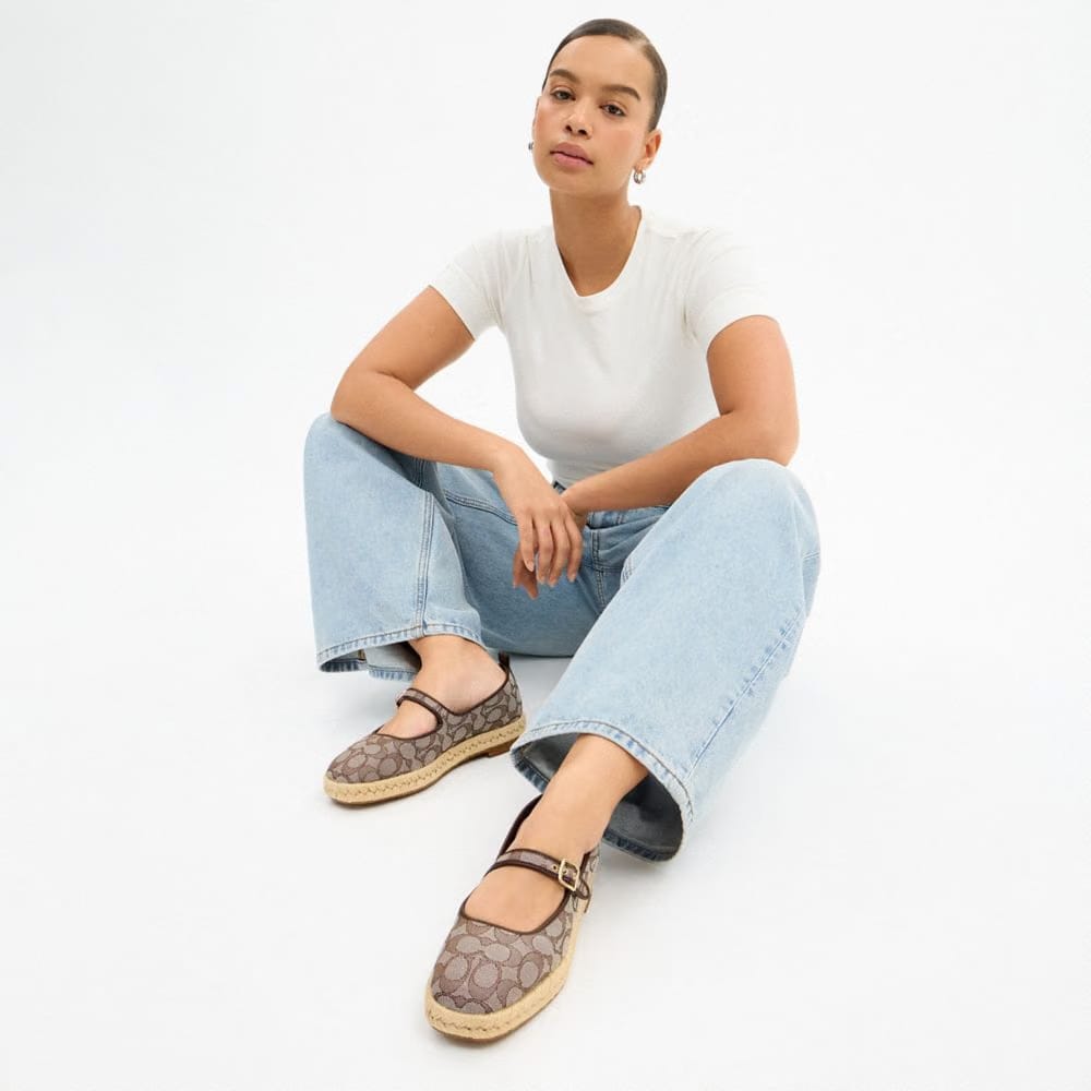 Mary Jane Espadrille In Signature Jacquard
