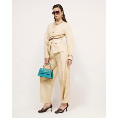 Yellow High Waisted Tapered Trousers