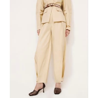 Yellow High Waisted Tapered Trousers