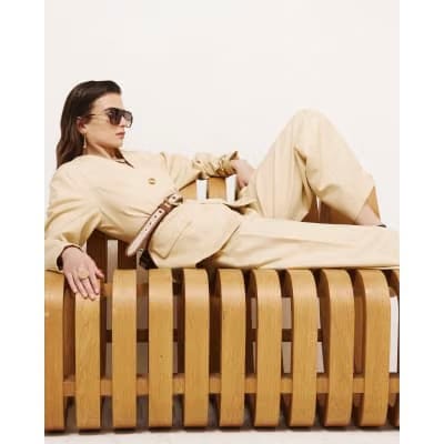 Yellow High Waisted Tapered Trousers