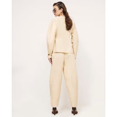 Yellow High Waisted Tapered Trousers