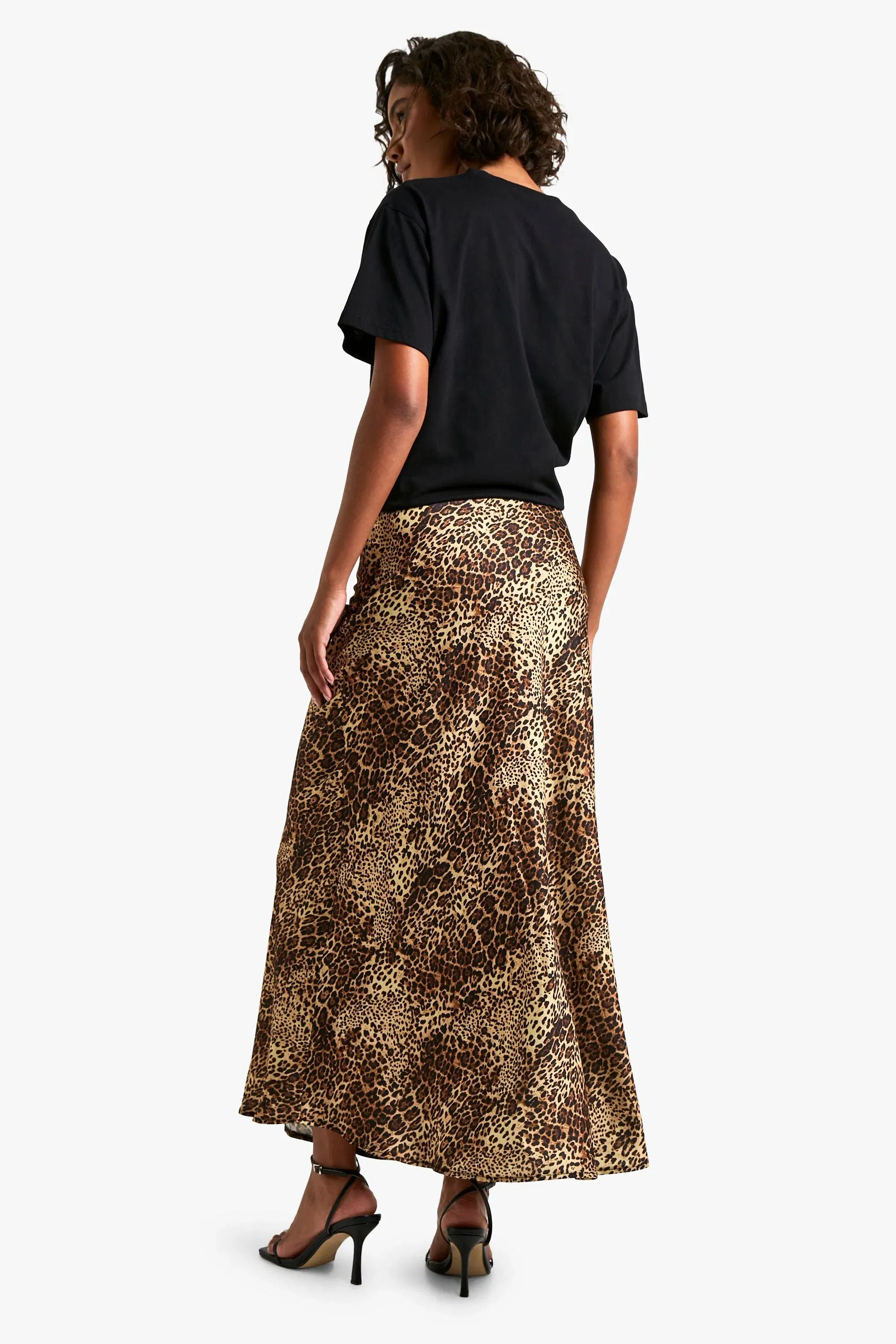 Tall Leopard Satin Midaxi Skirt