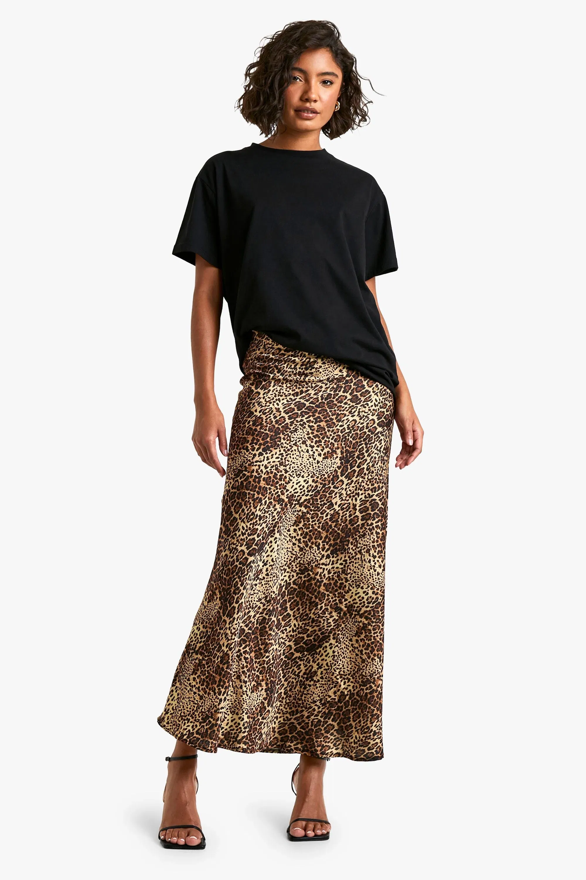Tall Leopard Satin Midaxi Skirt