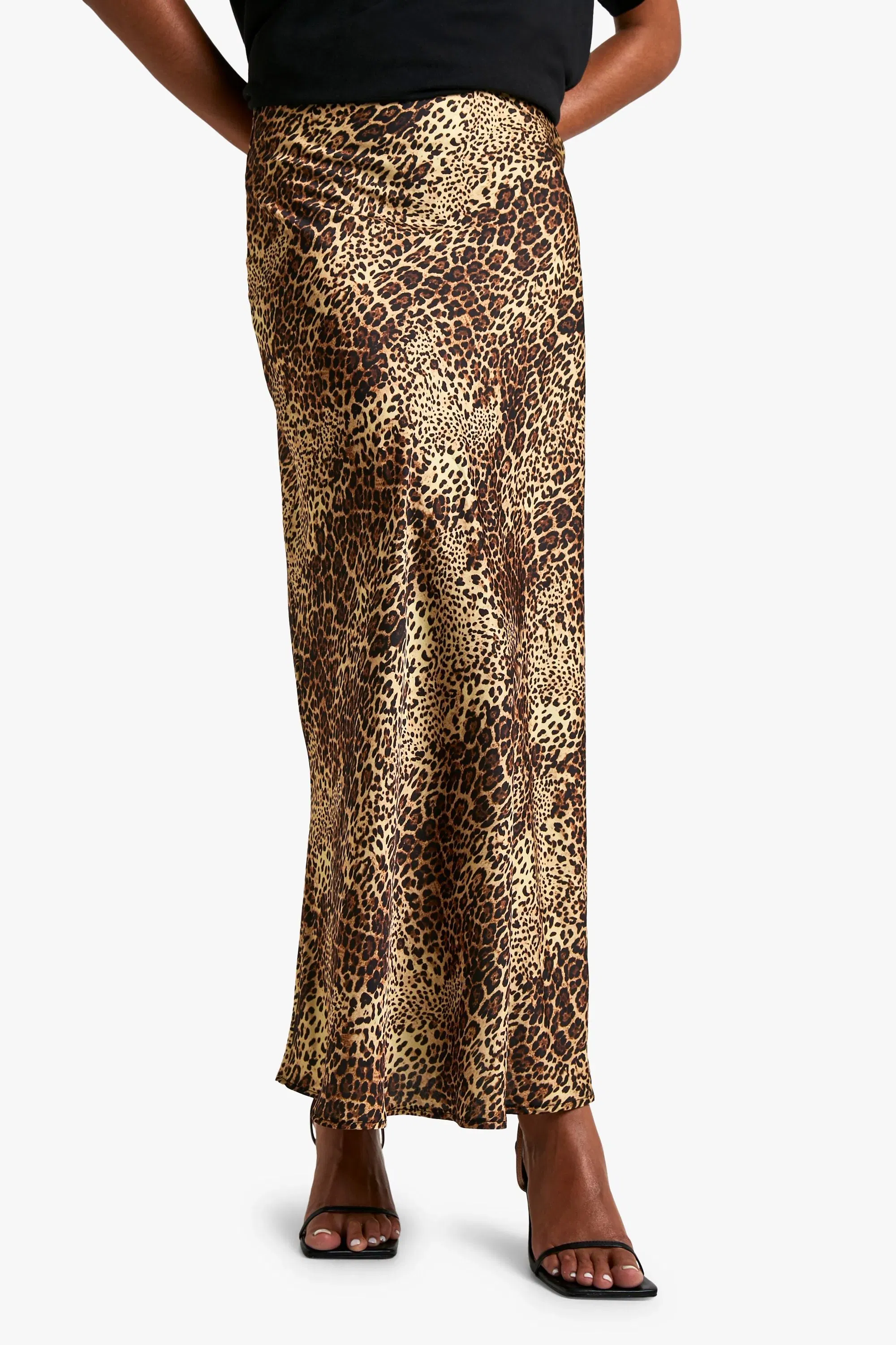 Tall Leopard Satin Midaxi Skirt