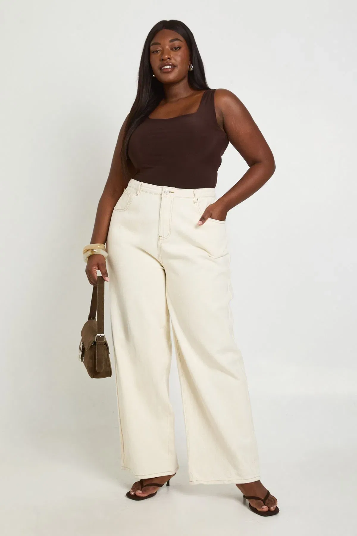 Plus Double Layer Slinky Square Neck Bodysuit