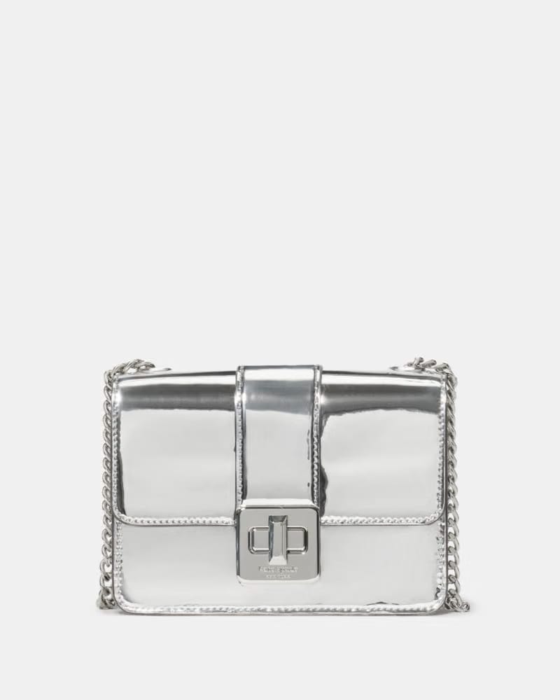 Phoebe Mirror Metallic Turnlock Mini Flap Crossbody