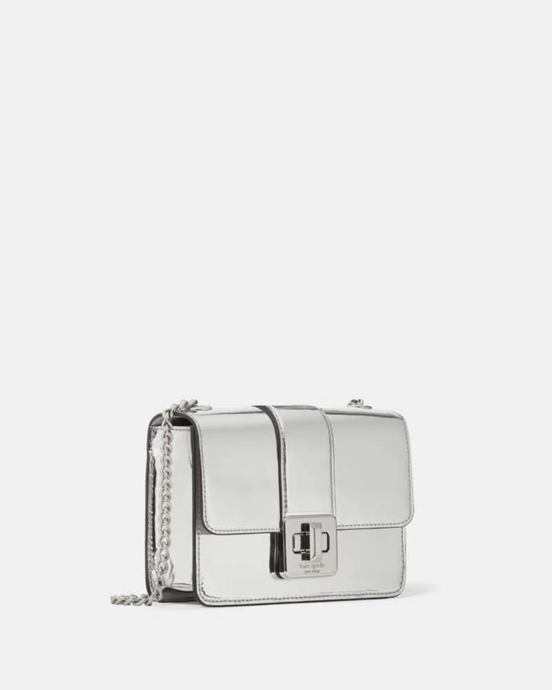 Phoebe Mirror Metallic Turnlock Mini Flap Crossbody