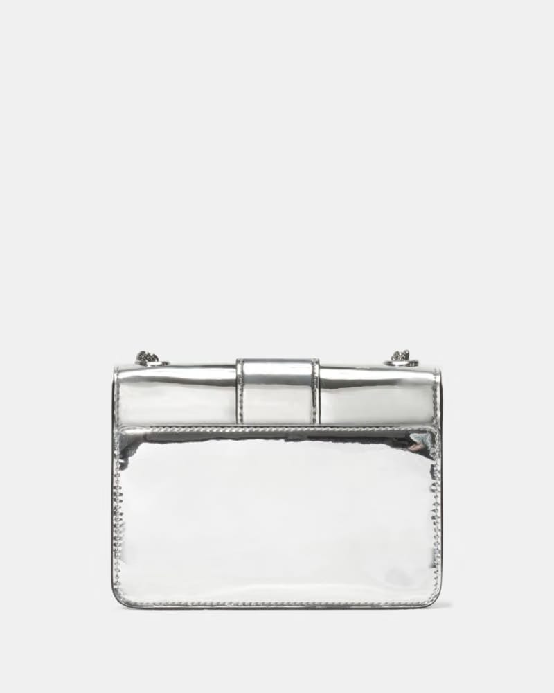 Phoebe Mirror Metallic Turnlock Mini Flap Crossbody