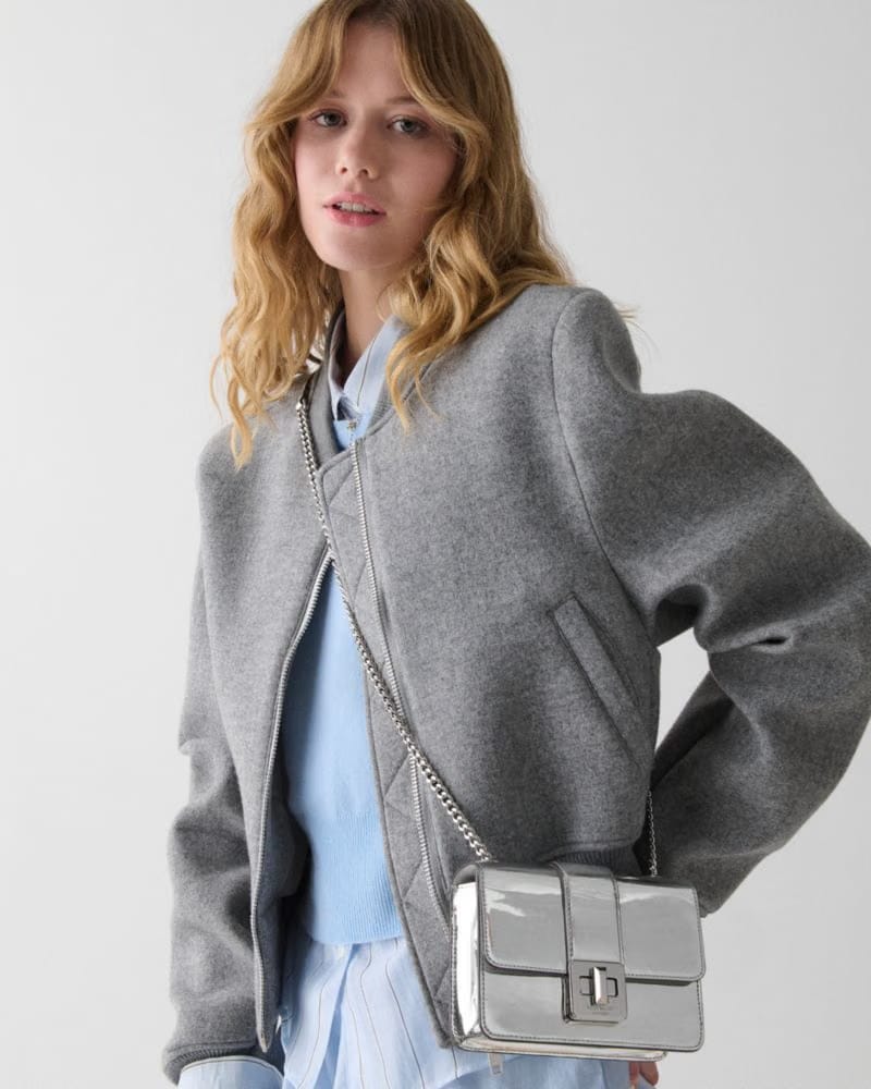Phoebe Mirror Metallic Turnlock Mini Flap Crossbody