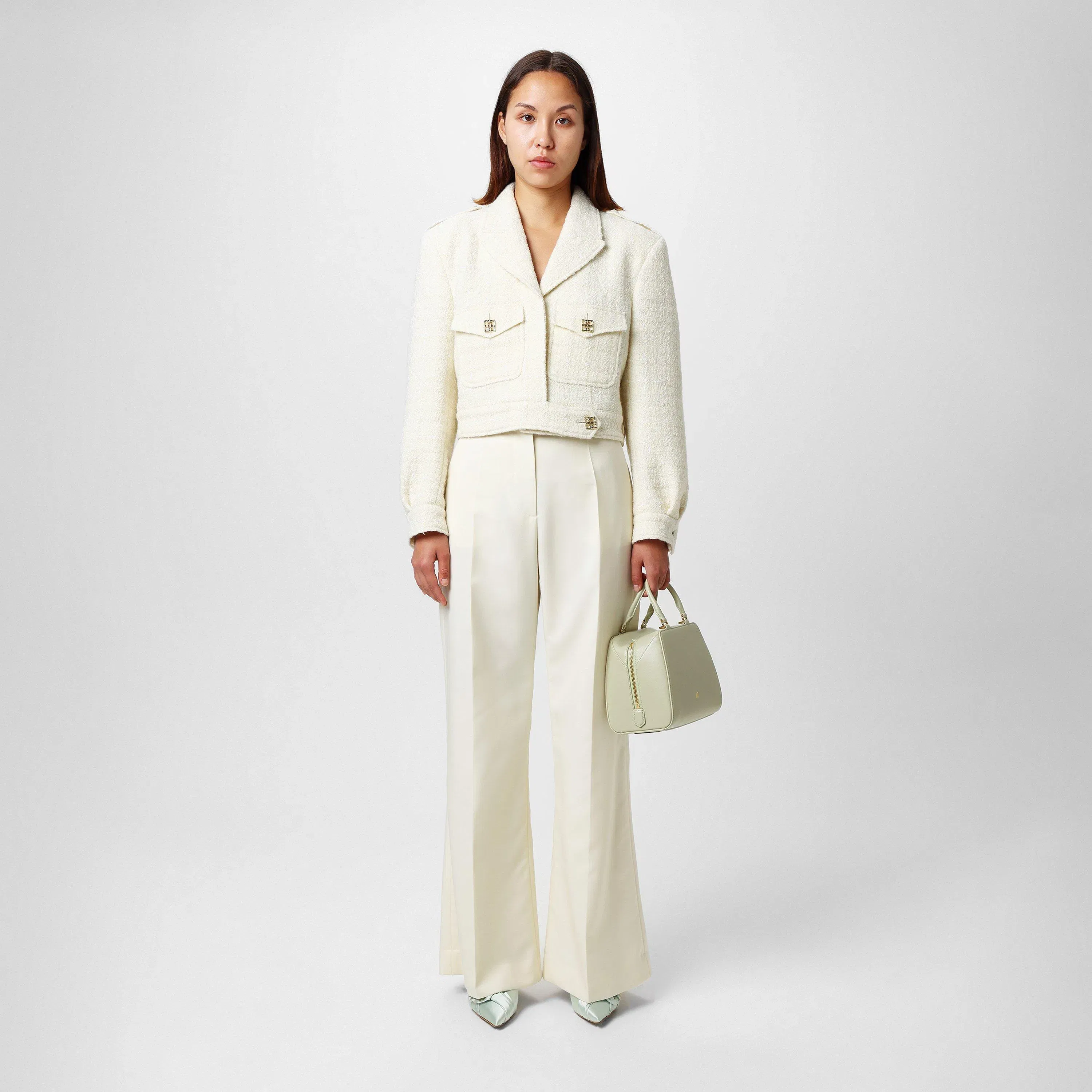 Cropped Tweed Long Sleeve Hybrid Jacket