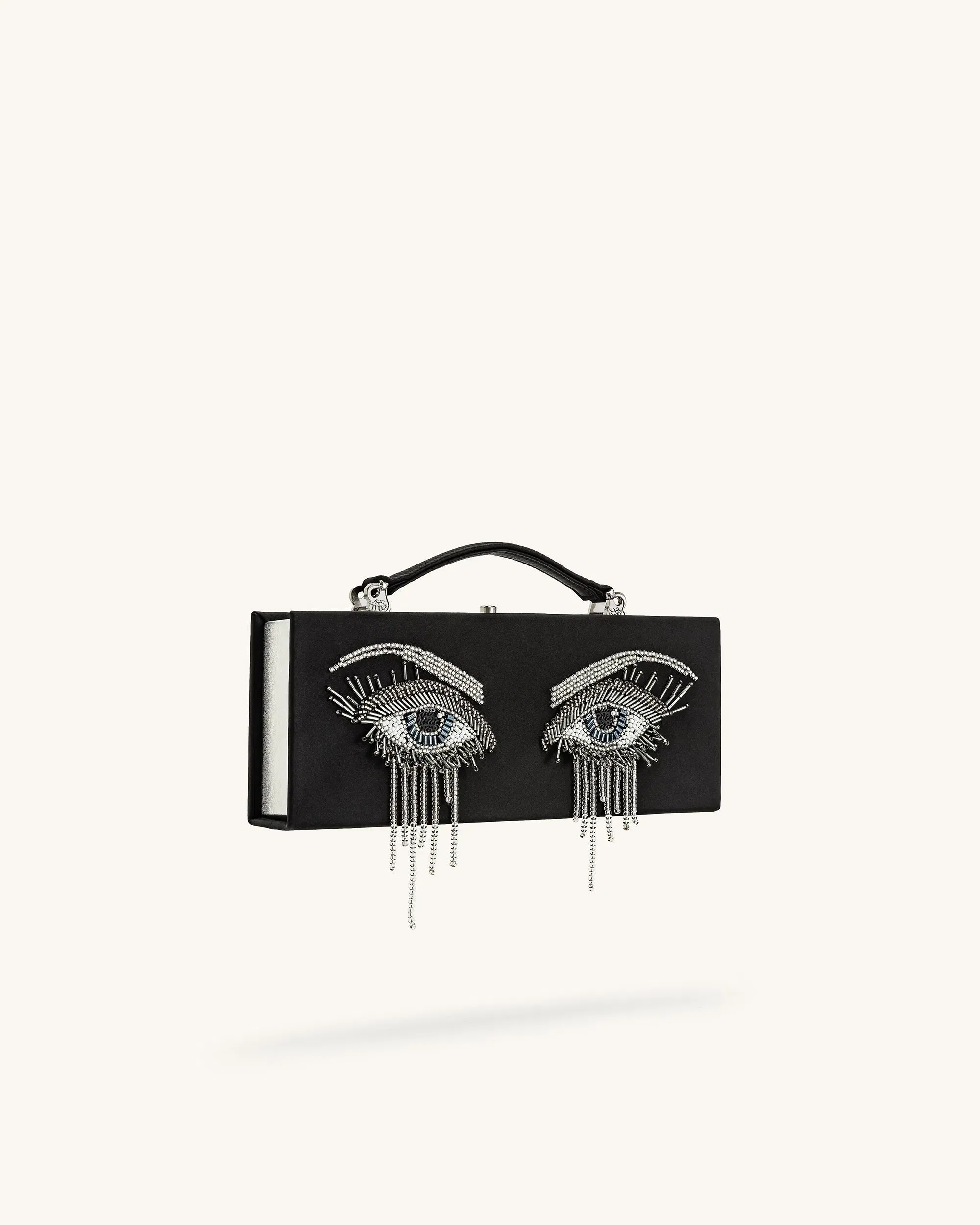 Vera Bead Decoration Rectangular Clutch Bag - Black