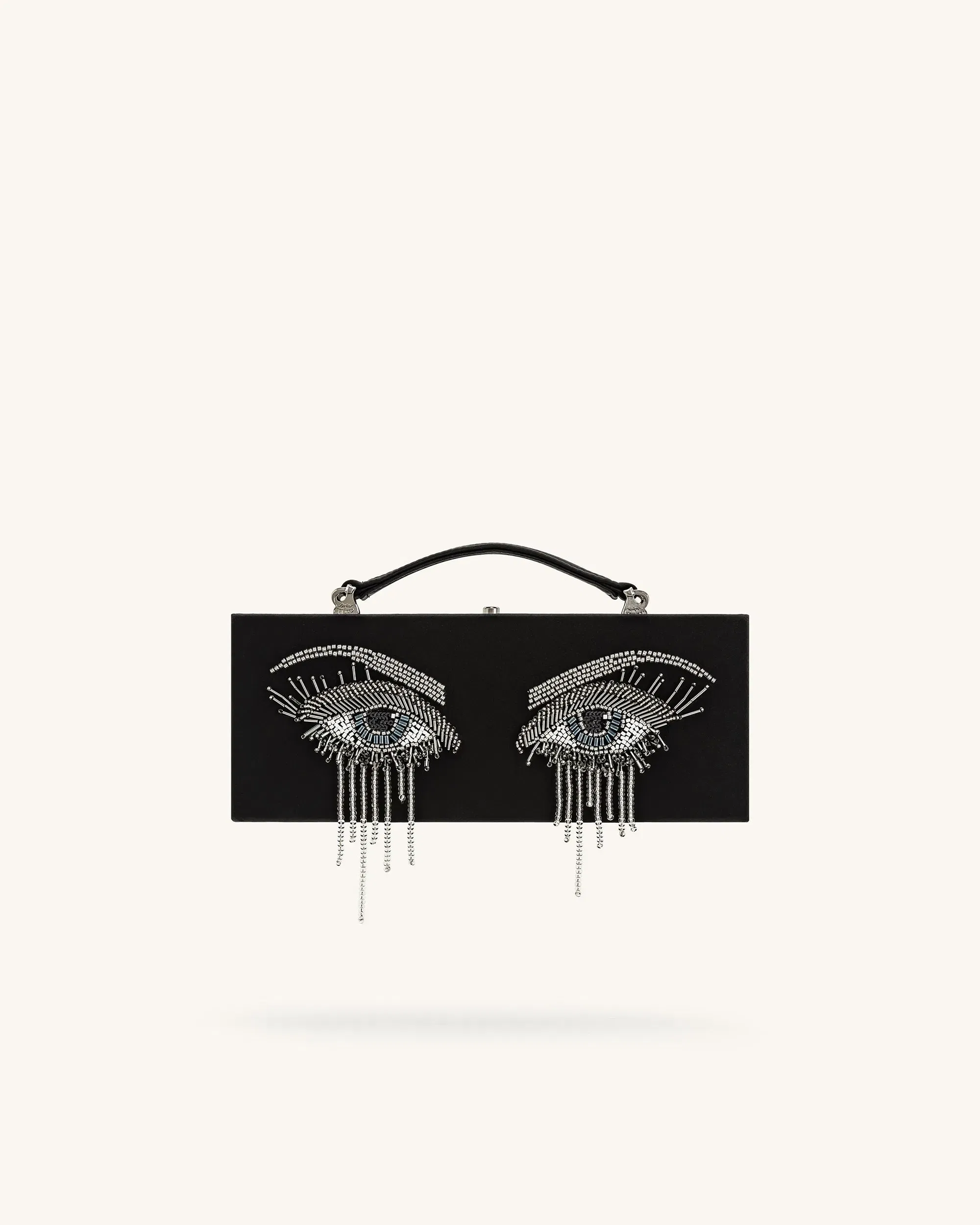 Vera Bead Decoration Rectangular Clutch Bag - Black
