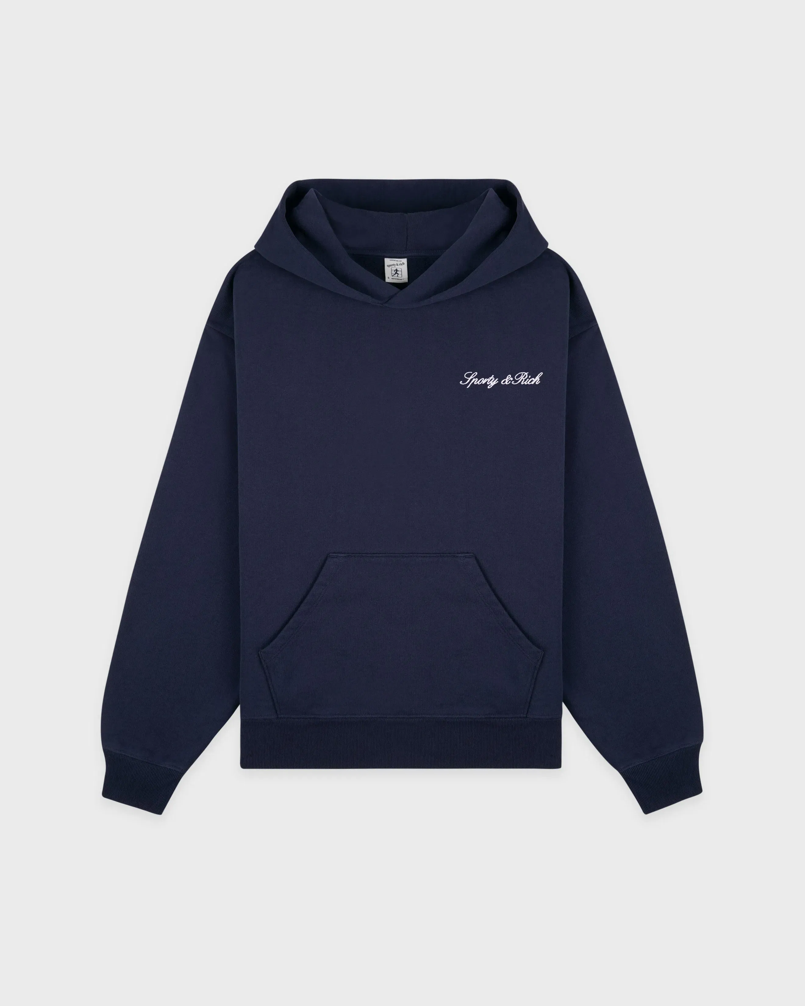 Signature Logo Embroidered Hoodie - Navy/White