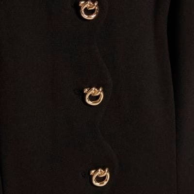 Black Stretch Scallop Waistcoat