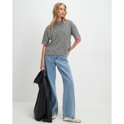 Black Herringbone Whipstitch T-Shirt