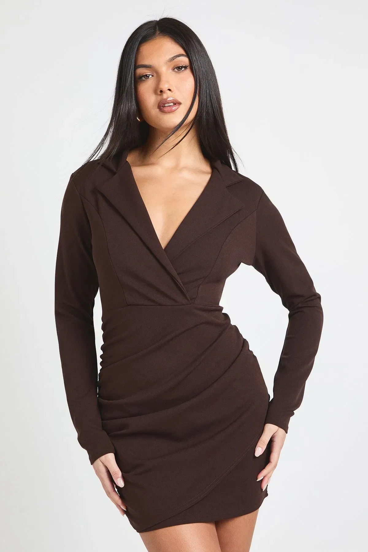 Wrap Long Sleeve Blazer Dress