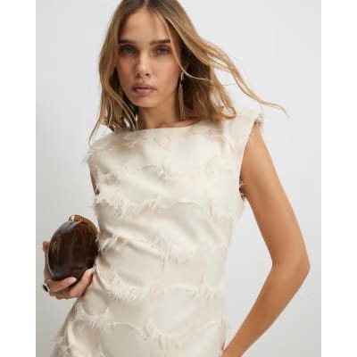 Cream Fringe Mini Dress