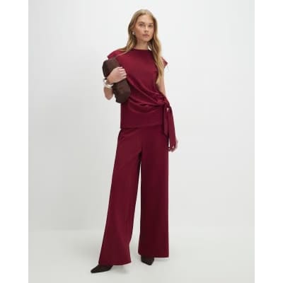 Red Wide Leg Trousers