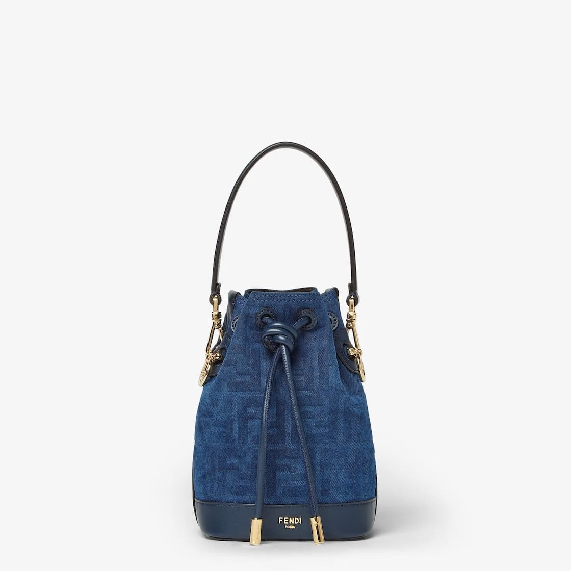 Mon Tresor Blue FF denim flocked mini-bag